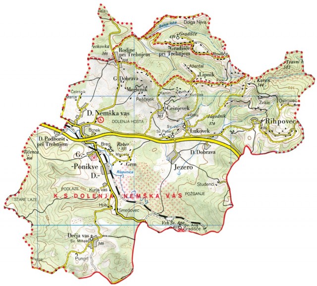 Zemljevid KS Dolenja Nemška vas