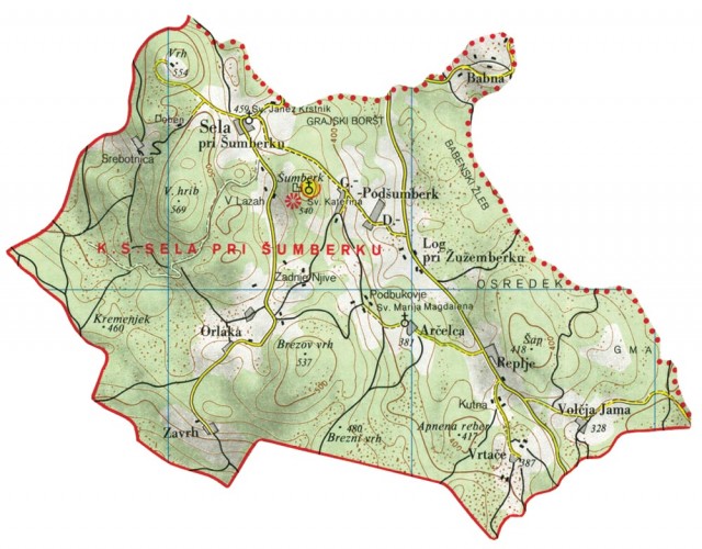 Zemljevid KS Sela pri Šumberku